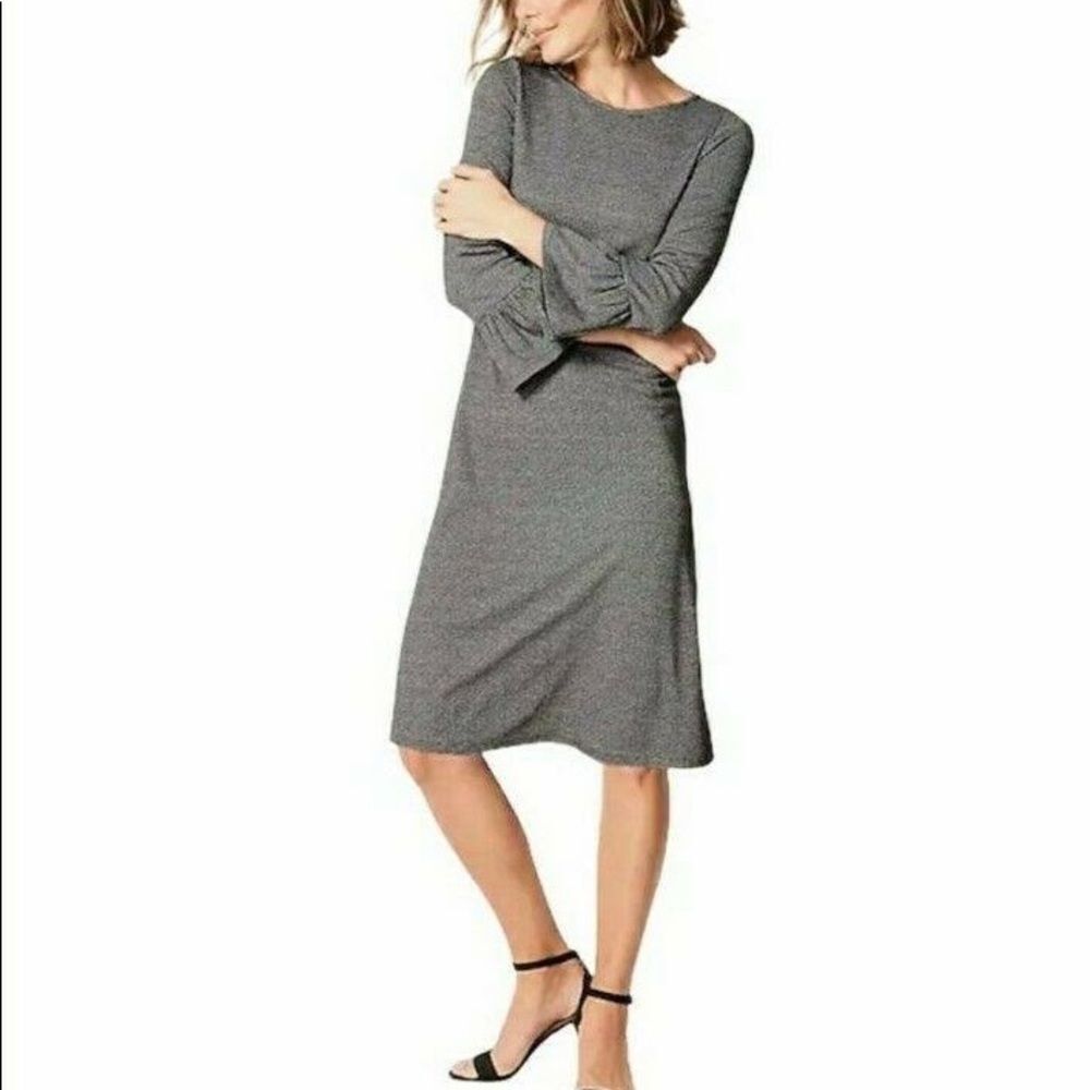 NWT J Jill Houndstooth Flare Sleeve Mini Dress Business Casual Classic